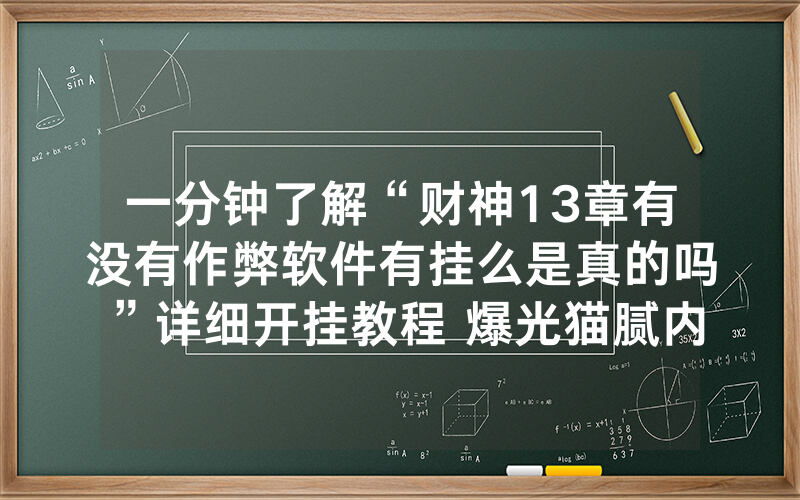 一分钟了解“财神13章有没有作弊软件有挂么是真的吗”详细开挂教程 爆光猫腻内幕!