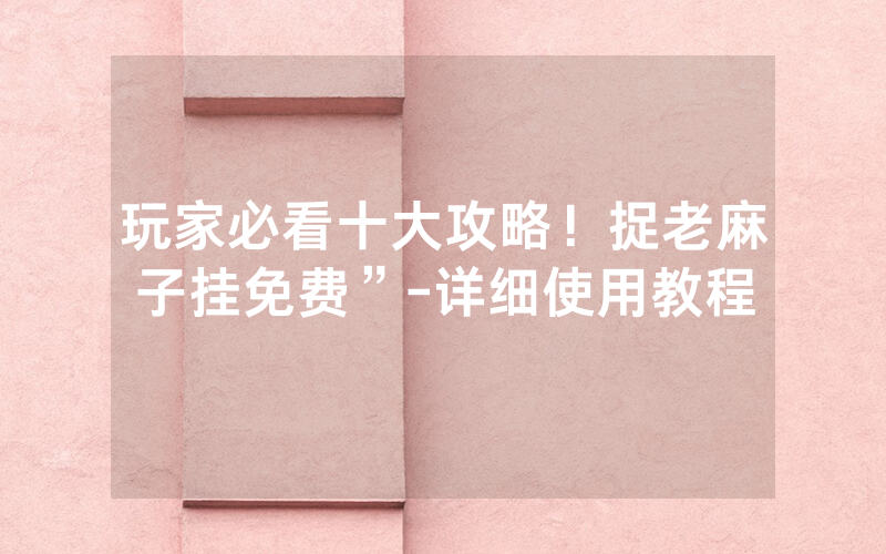 玩家必看十大攻略！捉老麻子挂免费”-详细使用教程