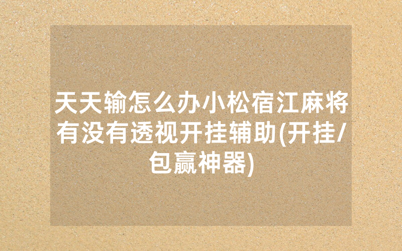 天天输怎么办小松宿江麻将有没有透视开挂辅助(开挂/包赢神器)