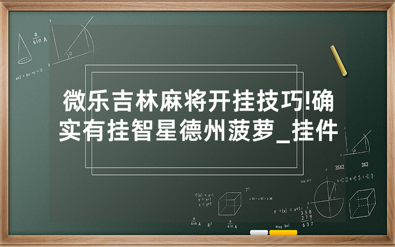 微乐吉林麻将开挂技巧!确实有挂智星德州菠萝_挂件