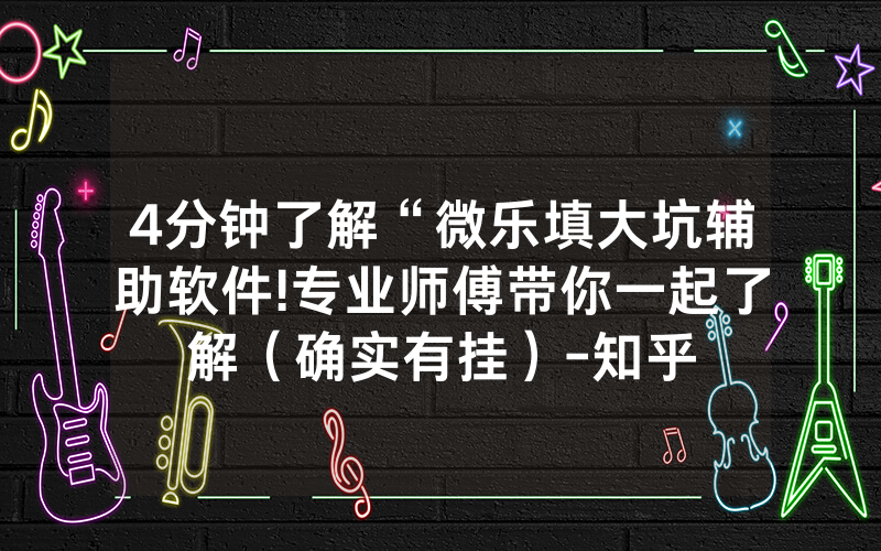4分钟了解“微乐填大坑辅助软件!专业师傅带你一起了解（确实有挂）-知乎