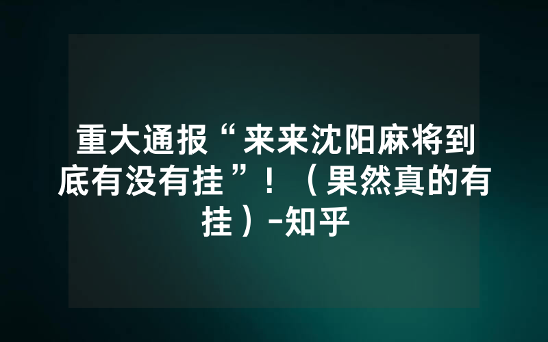 重大通报“来来沈阳麻将到底有没有挂”！（果然真的有挂）-知乎