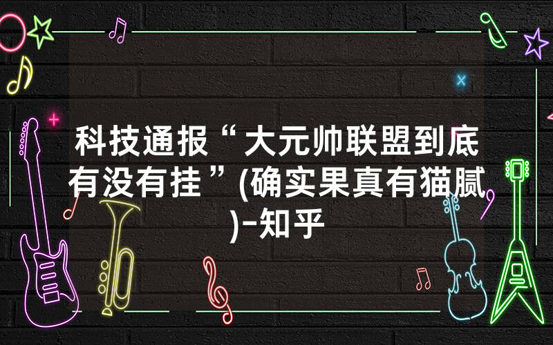 科技通报“大元帅联盟到底有没有挂”(确实果真有猫腻)-知乎