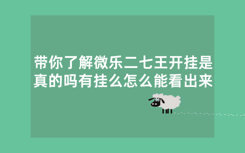带你了解微乐二七王开挂是真的吗有挂么怎么能看出来