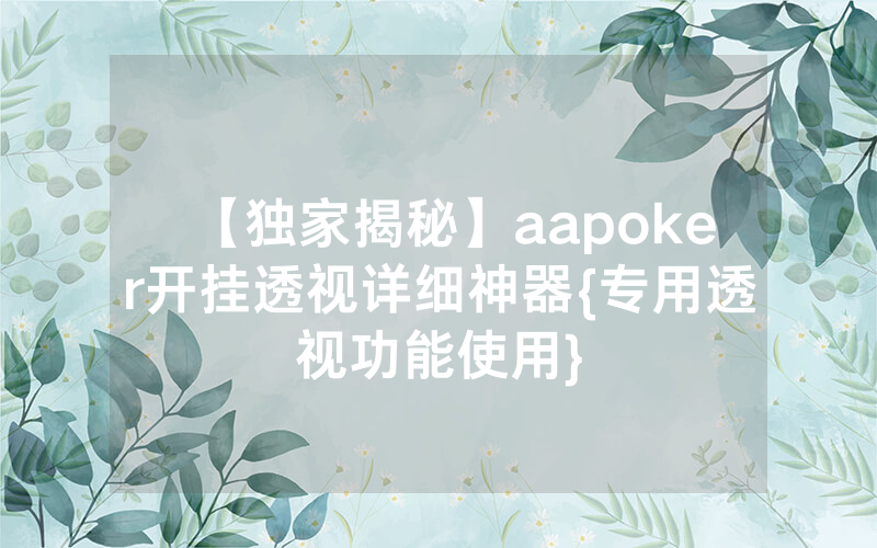【独家揭秘】aapoker开挂透视详细神器{专用透视功能使用}