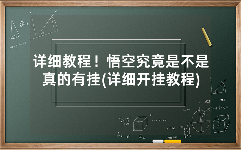 详细教程！悟空究竟是不是真的有挂(详细开挂教程)