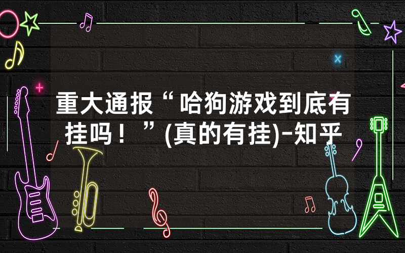 重大通报“哈狗游戏到底有挂吗！”(真的有挂)-知乎