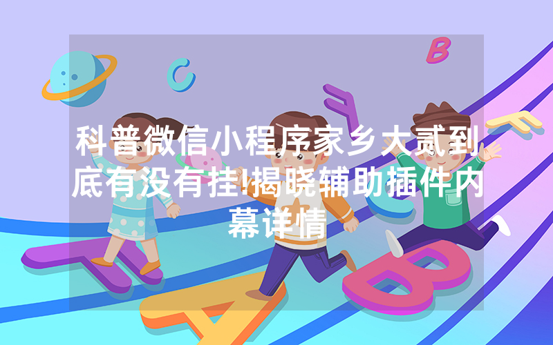 科普微信小程序家乡大贰到底有没有挂!揭晓辅助插件内幕详情