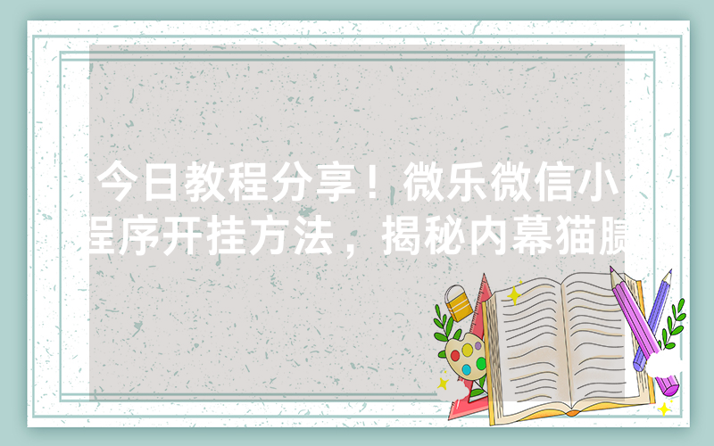 今日教程分享！微乐微信小程序开挂方法，揭秘内幕猫腻