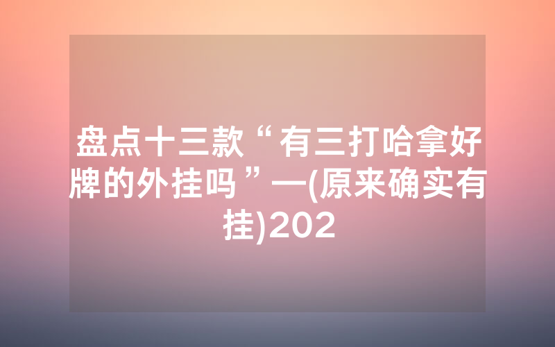 盘点十三款“有三打哈拿好牌的外挂吗”—(原来确实有挂)202