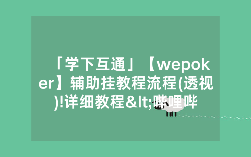 「学下互通」【wepoker】辅助挂教程流程(透视)!详细教程<哔哩哔哩>