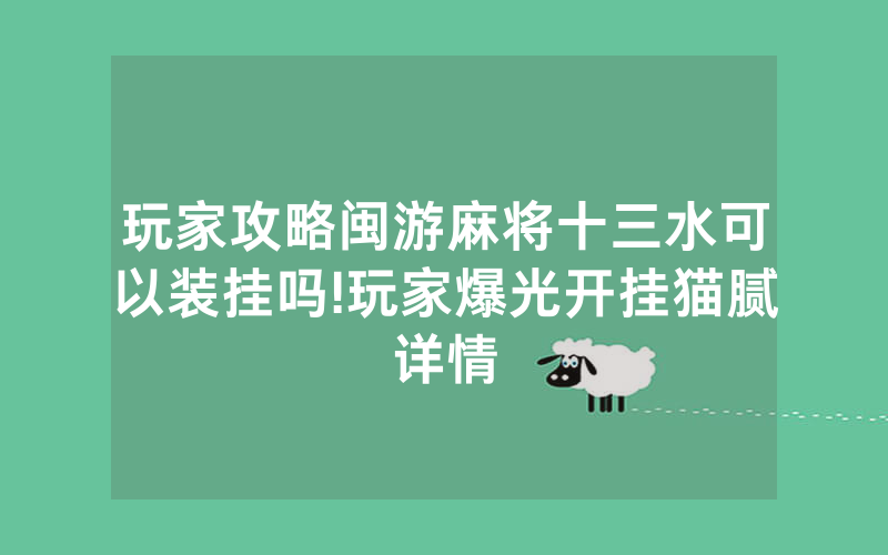 玩家攻略闽游麻将十三水可以装挂吗!玩家爆光开挂猫腻详情