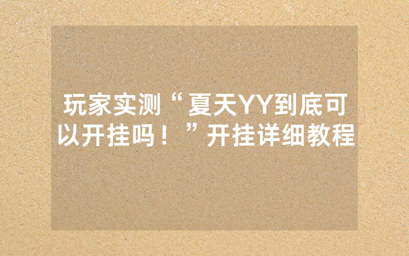 玩家实测“夏天YY到底可以开挂吗！”开挂详细教程