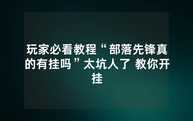 玩家必看教程“部落先锋真的有挂吗”太坑人了 教你开挂