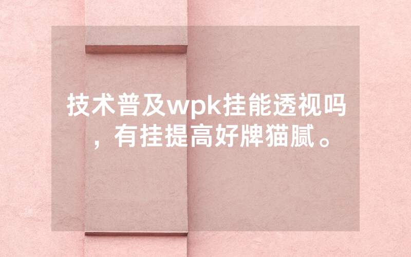 技术普及wpk挂能透视吗，有挂提高好牌猫腻。
