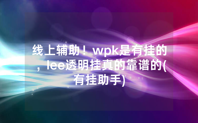 线上辅助！wpk是有挂的，lee透明挂真的靠谱的(有挂助手)
