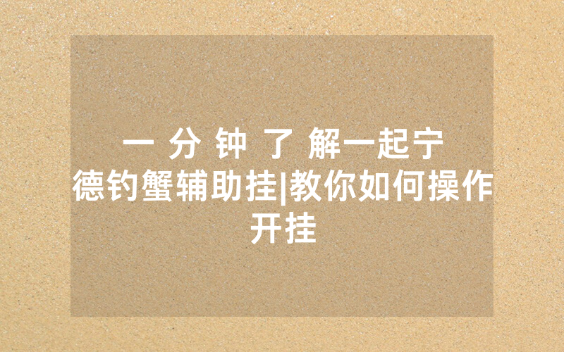 一 分 钟 了 解一起宁德钓蟹辅助挂|教你如何操作开挂