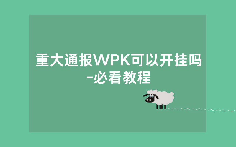 重大通报WPK可以开挂吗-必看教程