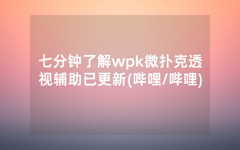 七分钟了解wpk微扑克透视辅助已更新(哔哩/哔哩)