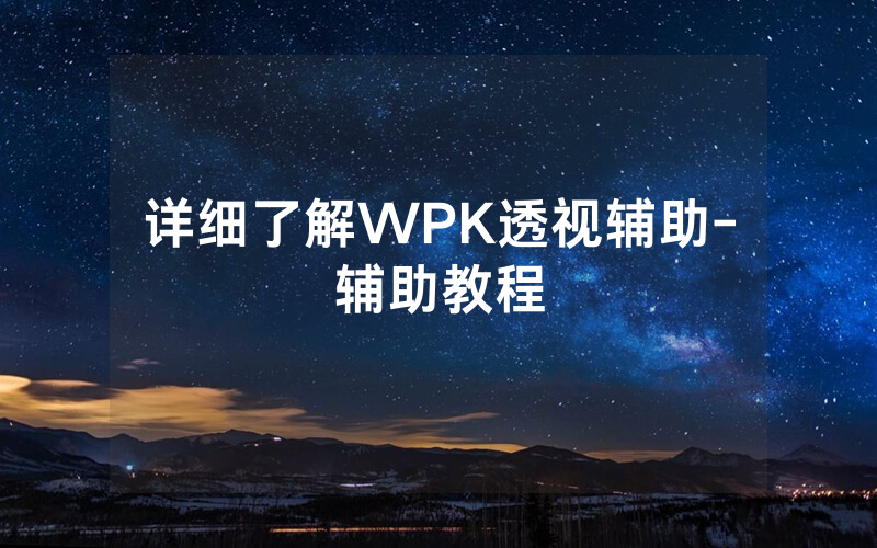 详细了解WPK透视辅助-辅助教程