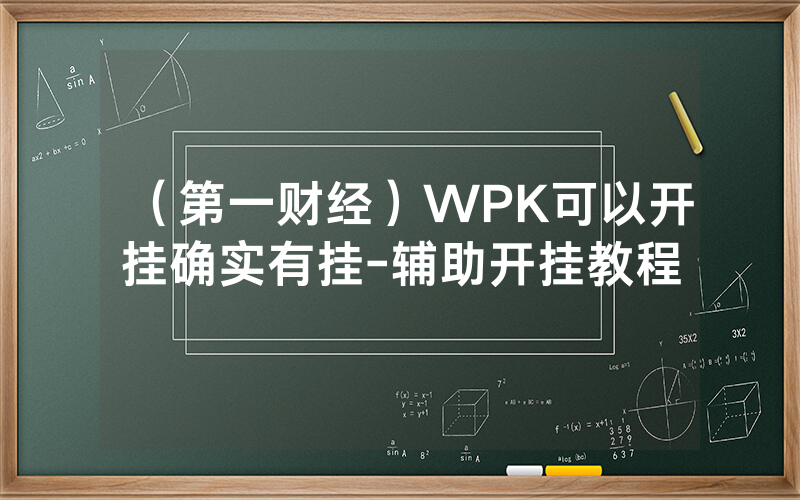 （第一财经）WPK可以开挂确实有挂-辅助开挂教程