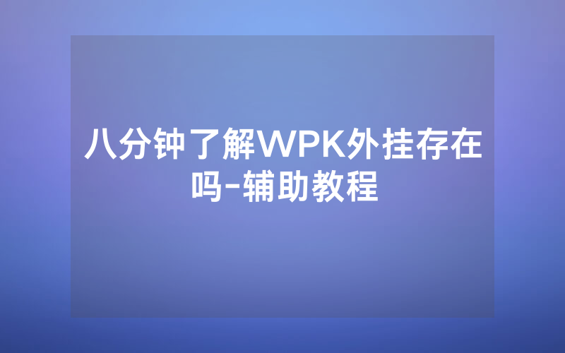 八分钟了解WPK外挂存在吗-辅助教程