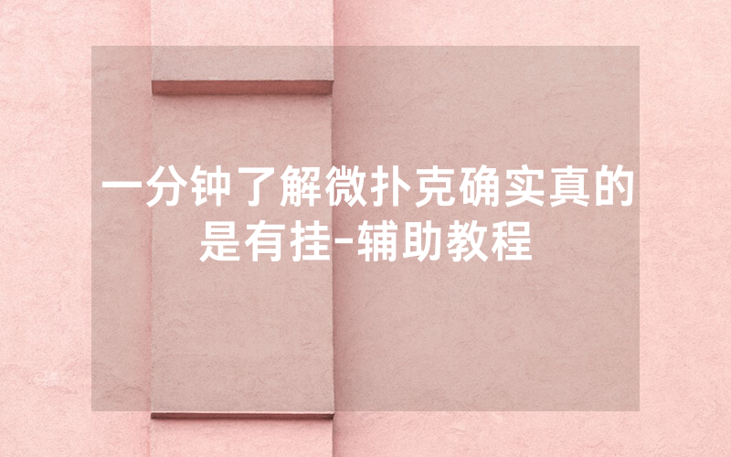 一分钟了解微扑克确实真的是有挂-辅助教程
