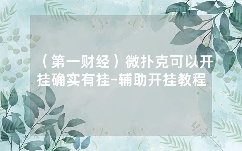 （第一财经）微扑克可以开挂确实有挂-辅助开挂教程