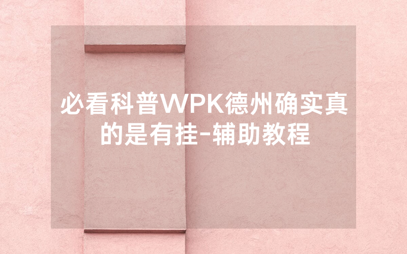 必看科普WPK德州确实真的是有挂-辅助教程