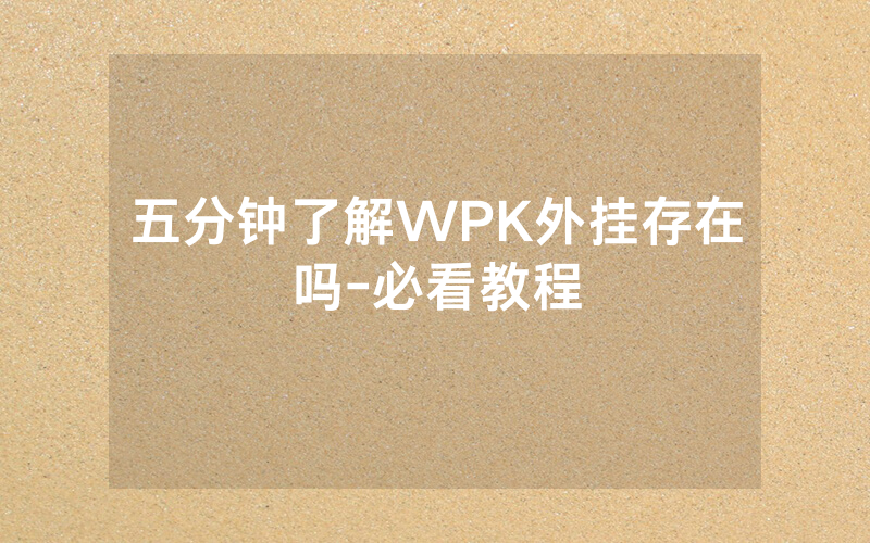 五分钟了解WPK外挂存在吗-必看教程