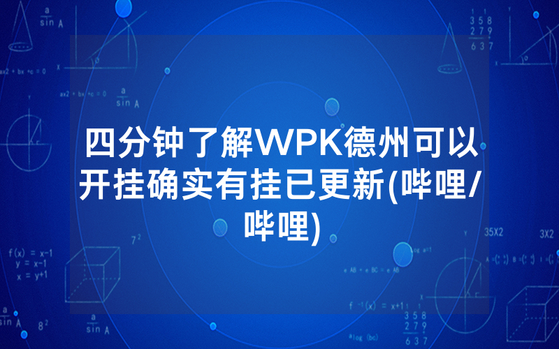四分钟了解WPK德州可以开挂确实有挂已更新(哔哩/哔哩)