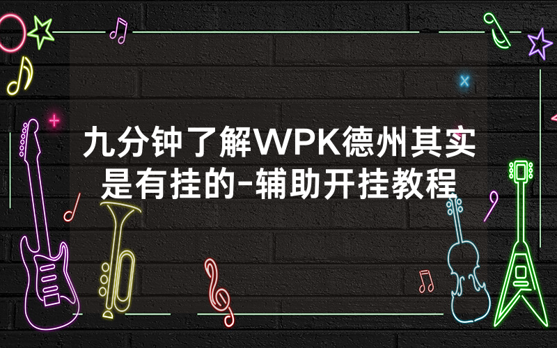 九分钟了解WPK德州其实是有挂的-辅助开挂教程