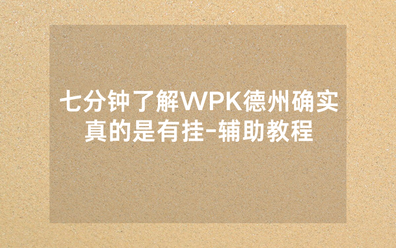 七分钟了解WPK德州确实真的是有挂-辅助教程