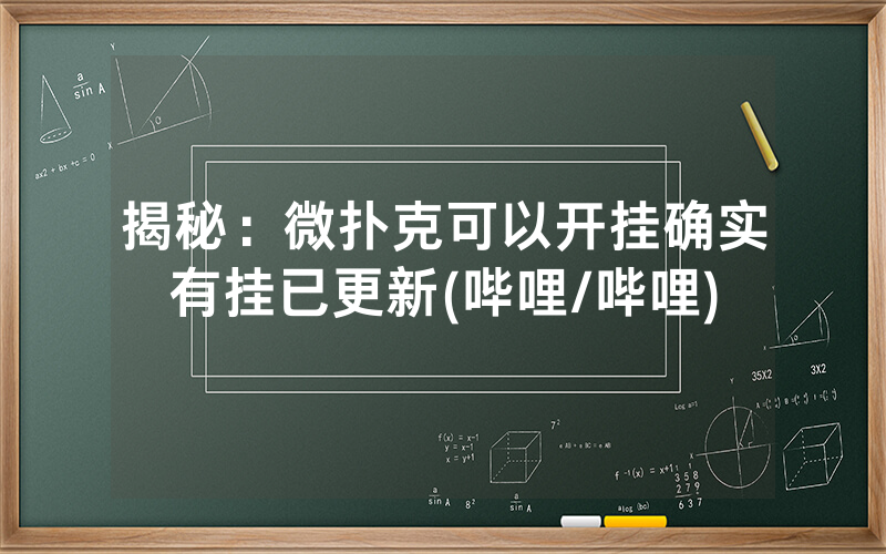 揭秘：微扑克可以开挂确实有挂已更新(哔哩/哔哩)