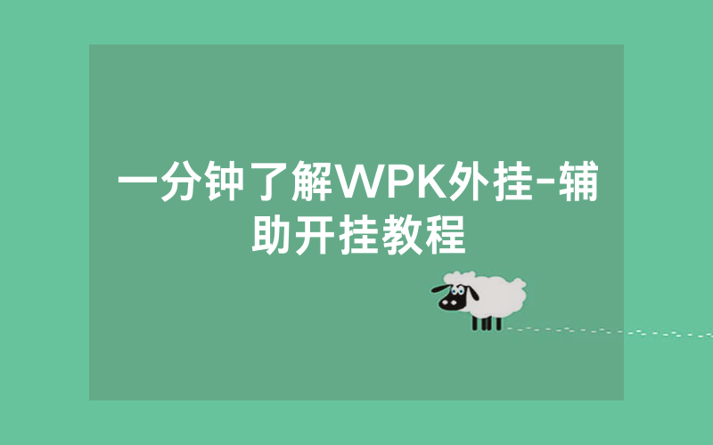 一分钟了解WPK外挂-辅助开挂教程