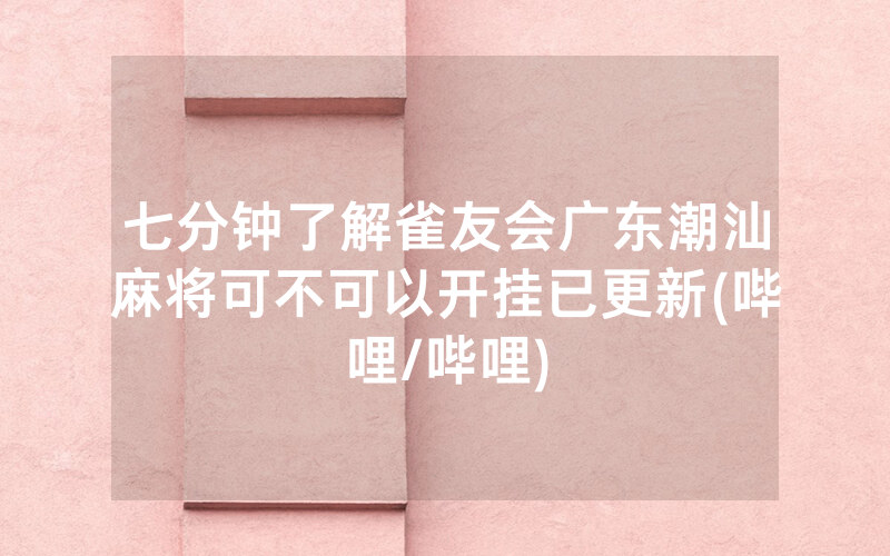 七分钟了解雀友会广东潮汕麻将可不可以开挂已更新(哔哩/哔哩)