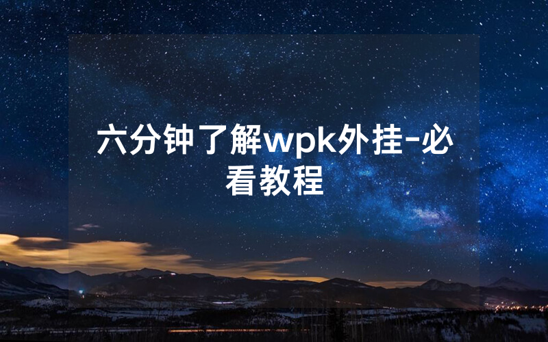 六分钟了解wpk外挂-必看教程