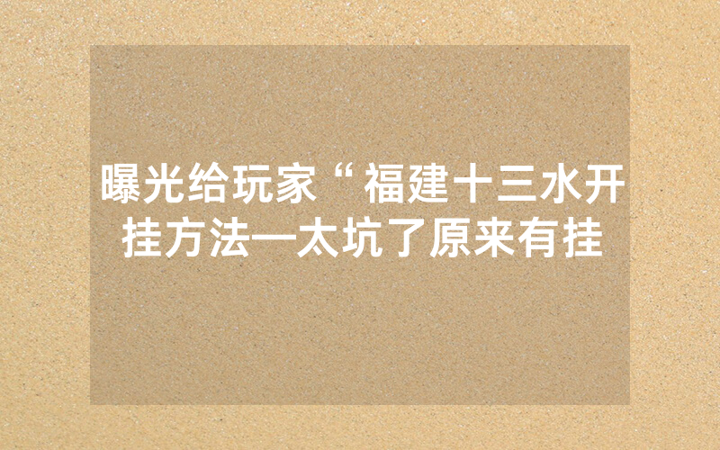 曝光给玩家“福建十三水开挂方法—太坑了原来有挂