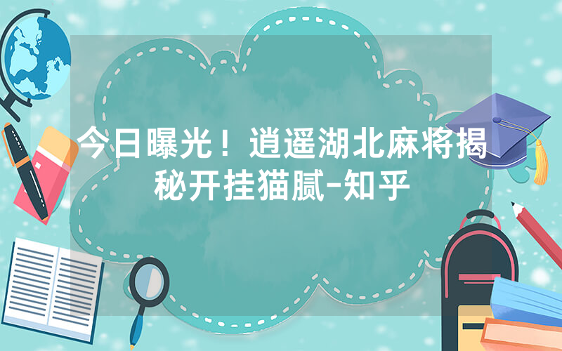 今日曝光！逍遥湖北麻将揭秘开挂猫腻-知乎