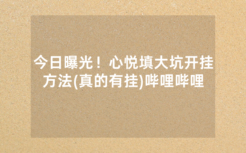 今日曝光！心悦填大坑开挂方法(真的有挂)哔哩哔哩