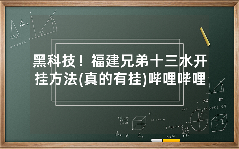 黑科技！福建兄弟十三水开挂方法(真的有挂)哔哩哔哩