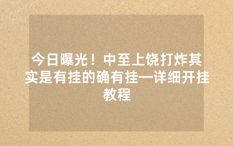 今日曝光！中至上饶打炸其实是有挂的确有挂—详细开挂教程