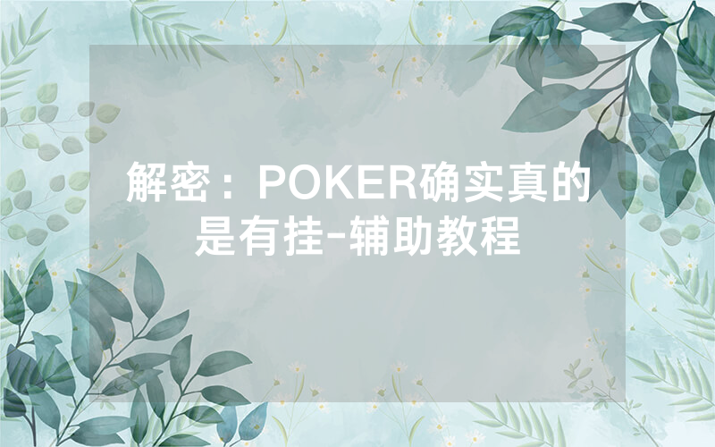 解密：POKER确实真的是有挂-辅助教程