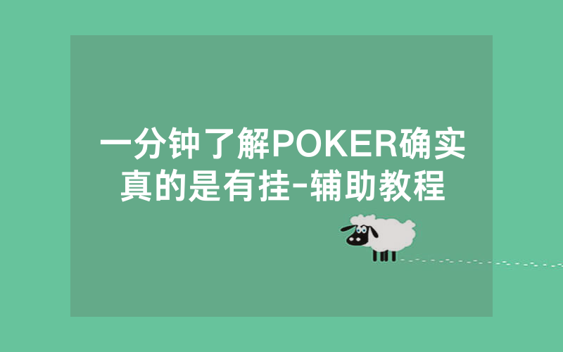 一分钟了解POKER确实真的是有挂-辅助教程