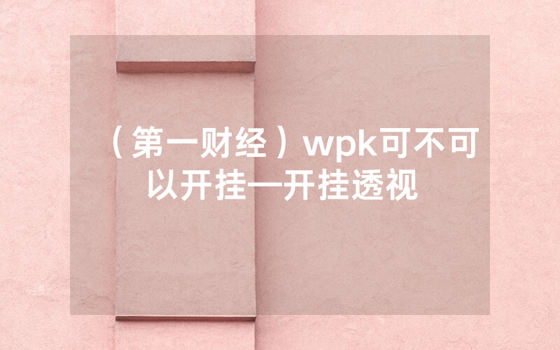 （第一财经）wpk可不可以开挂—开挂透视
