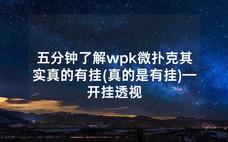 五分钟了解wpk微扑克其实真的有挂(真的是有挂)—开挂透视