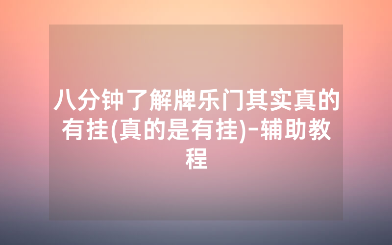 八分钟了解牌乐门其实真的有挂(真的是有挂)-辅助教程