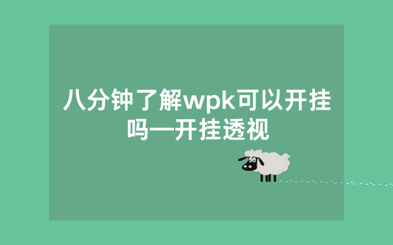 八分钟了解wpk可以开挂吗—开挂透视