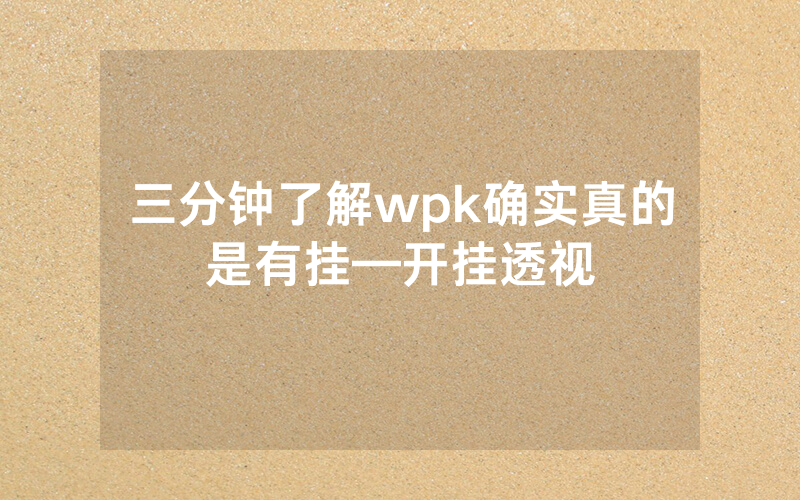 三分钟了解wpk确实真的是有挂—开挂透视