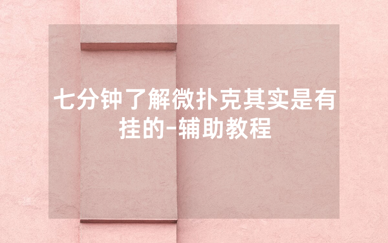 七分钟了解微扑克其实是有挂的-辅助教程